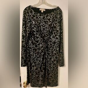 Michael Kors Black Gold Star Embellished Sheath Dress